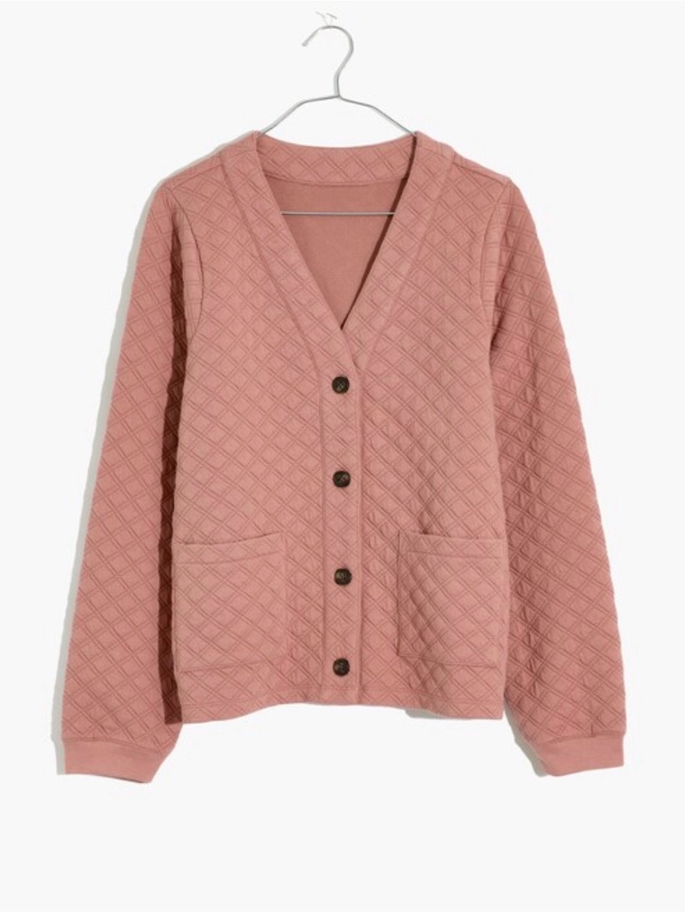 Madewell (Re)sourced Quilted Cropped V-Neck Button Cardigan - Faded Mauve